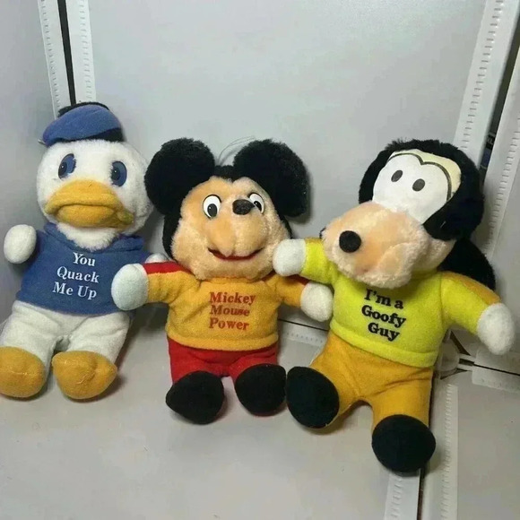 Vintage Knickerbocker Disney Stuffed Toy Mickey Mouse Donald Duck Goofy Plush - Picture 1 of 5